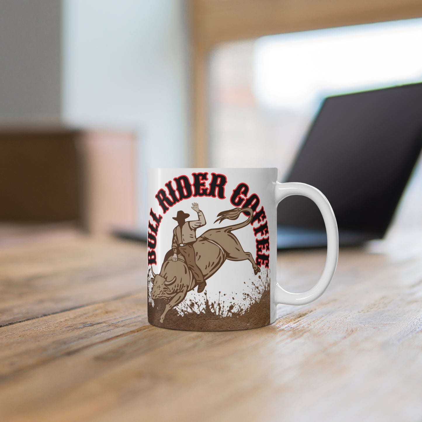 Bull Rider Coffee Mug, Drink bull rider strong coffee.