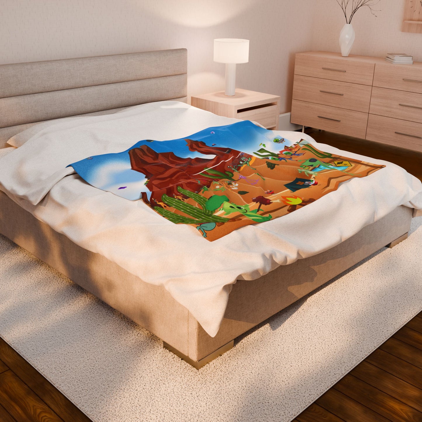 Wild Southwest Takeover Alien party plush throw blanket
