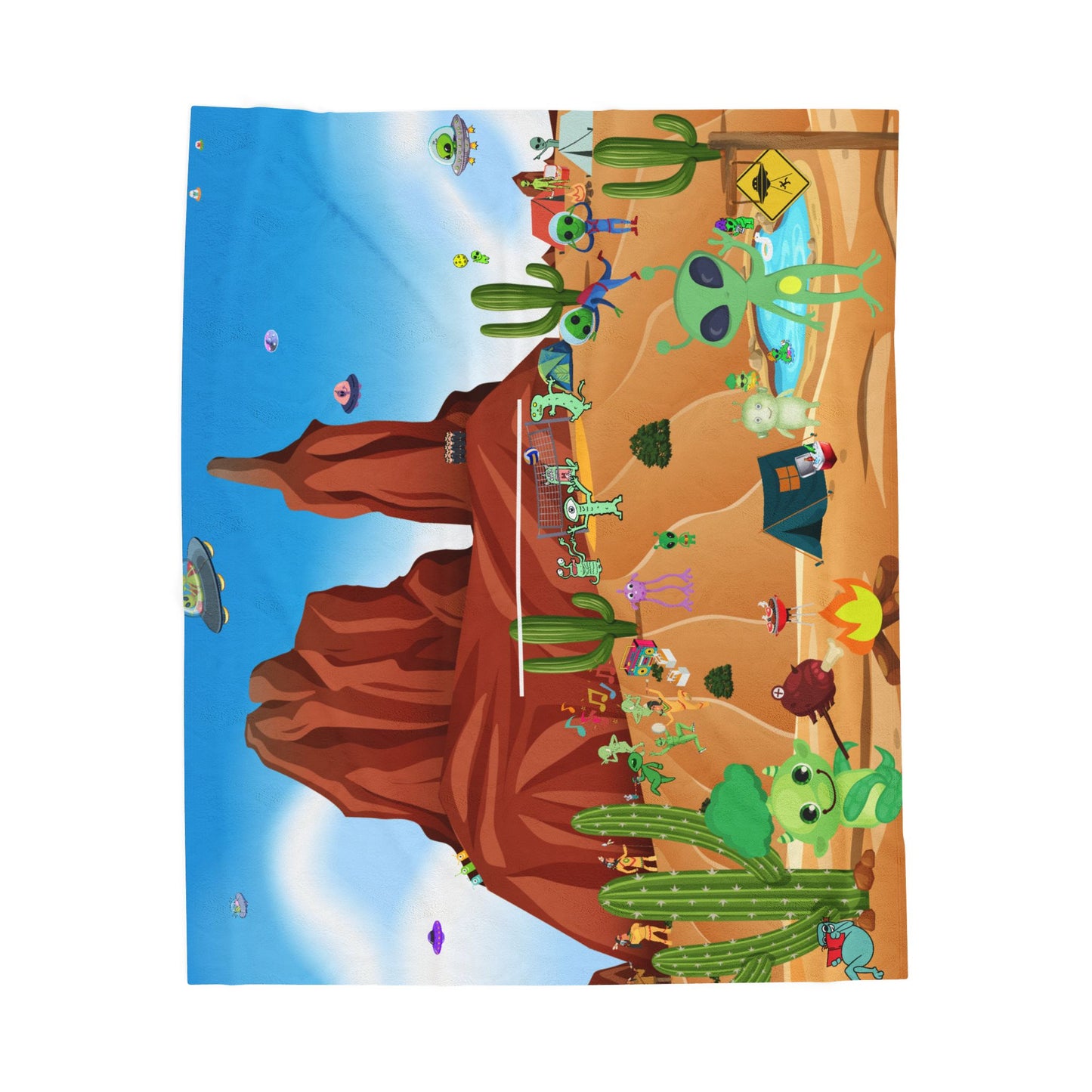 Wild Southwest Takeover Alien party plush throw blanket