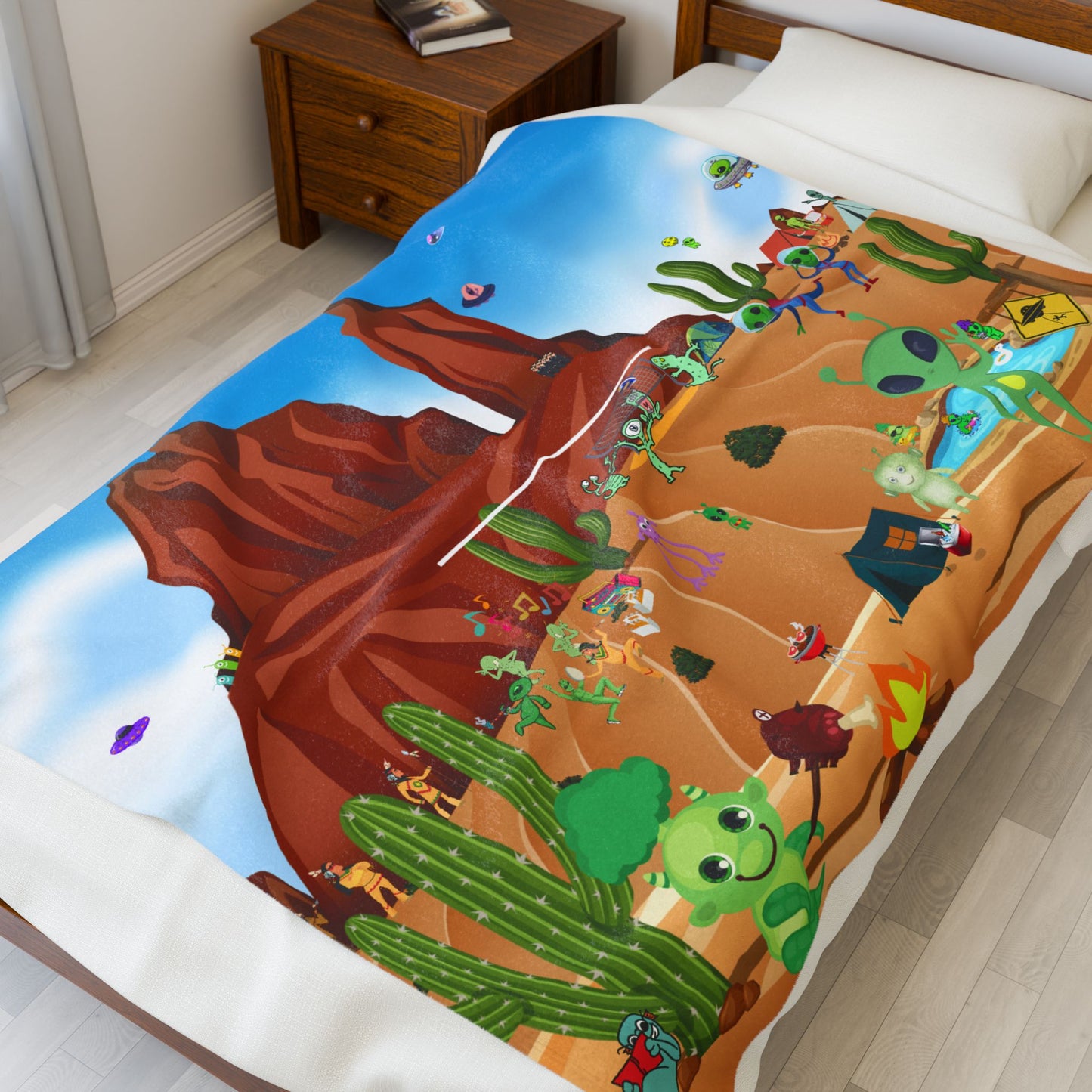 Wild Southwest Takeover Alien party plush throw blanket