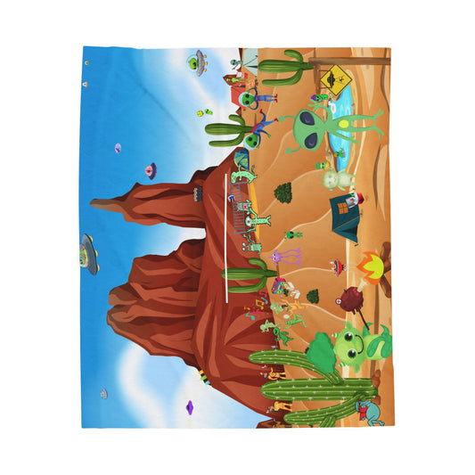 Wild Southwest Takeover Alien party plush throw blanket